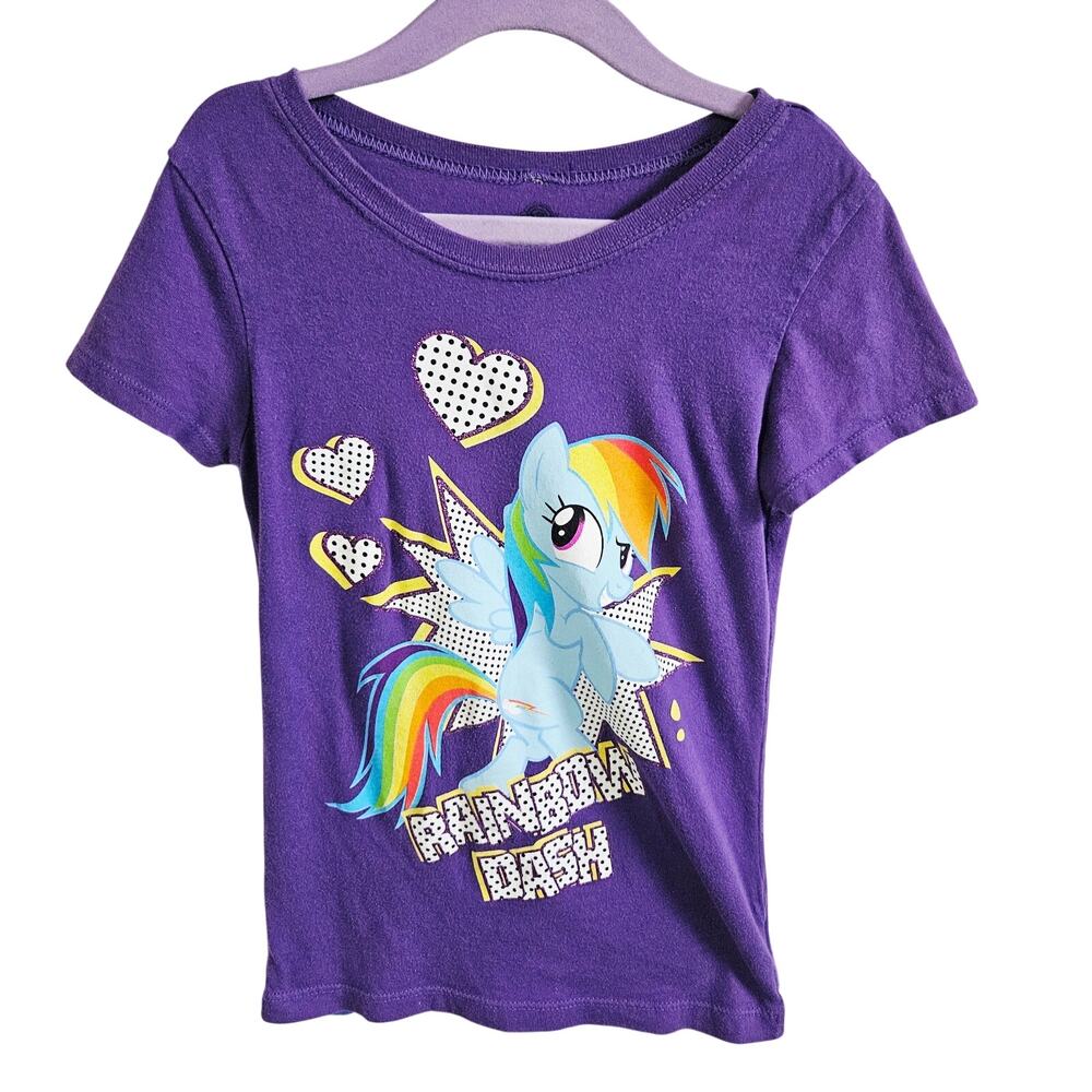 My Little Pony Rainbow Dash Tee Shirt Bright Purple 100% Cotton Kids Size 5/6